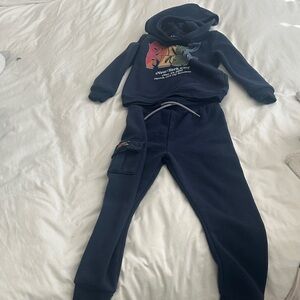 Pink Lotus Kids Navy Sweatpants & Hoodie Set